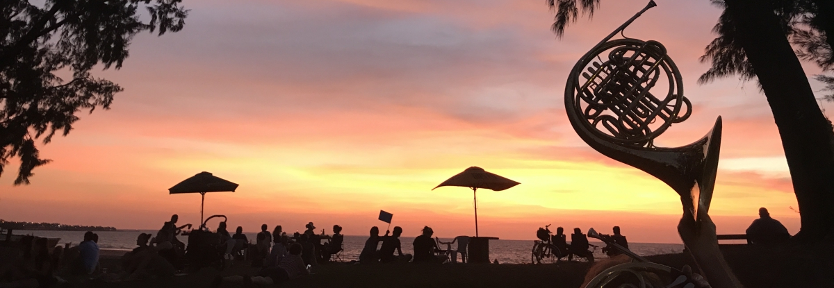 AWE French Horn Silhouette De La Plage by S Lynar
